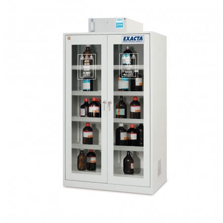 Armoire avec hotte ventillée à filtration moléculaire 2 portes vitrées