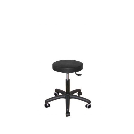 Tabouret sur roulettes avec repose-pieds polyuréthane noir - Kango