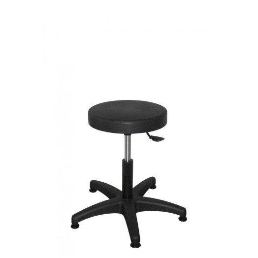 TABOURET POLYURETHANE NOIR, INOX ROULETTE, SS