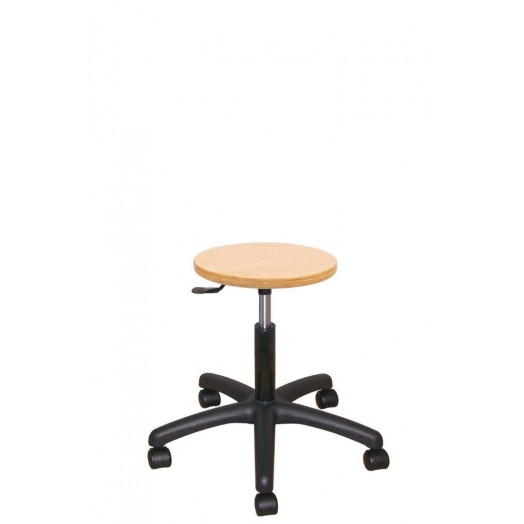 Tabouret sur roulettes avec repose-pieds polyuréthane noir - Kango