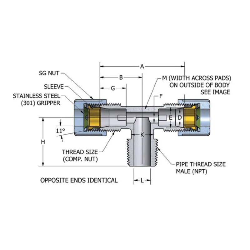 Raccord Té mâle coudé