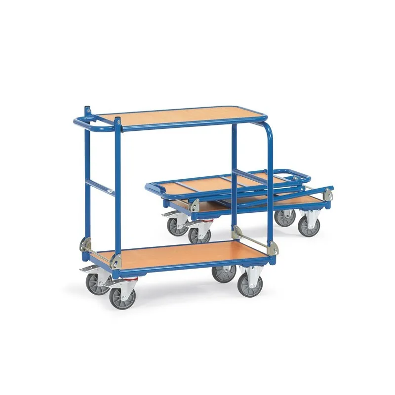 Chariot FETRA pliable à 2 plateaux bois