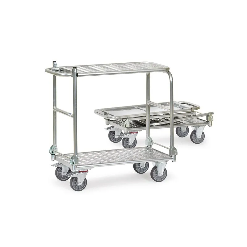 Chariot FETRA pliable en aluminium 2 plateaux