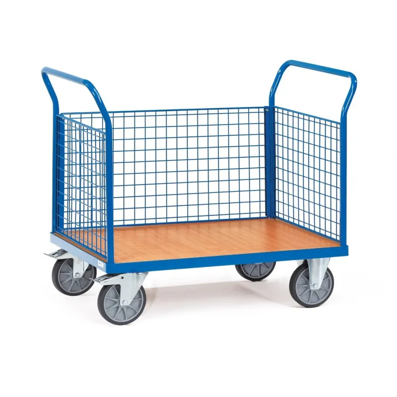 Chariot FETRA à 3 ridelles en treillis métallique