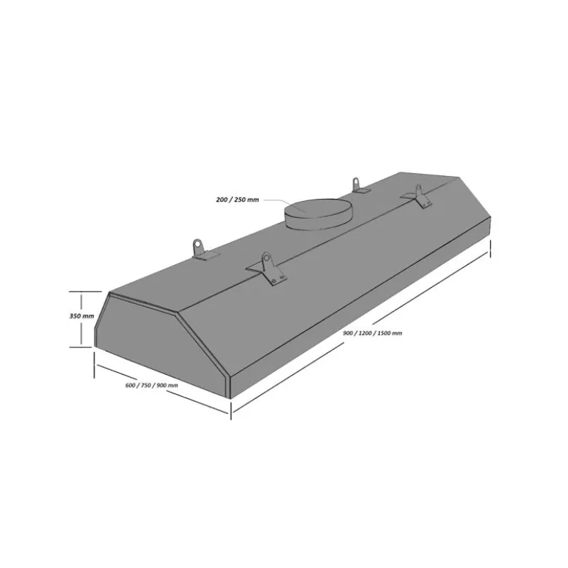 Hotte d'extraction suspendu en PVC, Acier époxy ou Inox