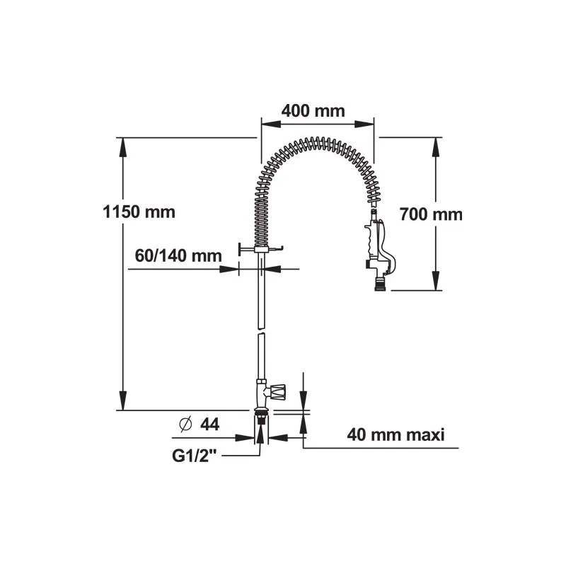 Mitigeur monotrou professionnelle pour cuisine - Presto