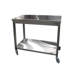 Table inox à roulettes pour laboratoire et cuisine