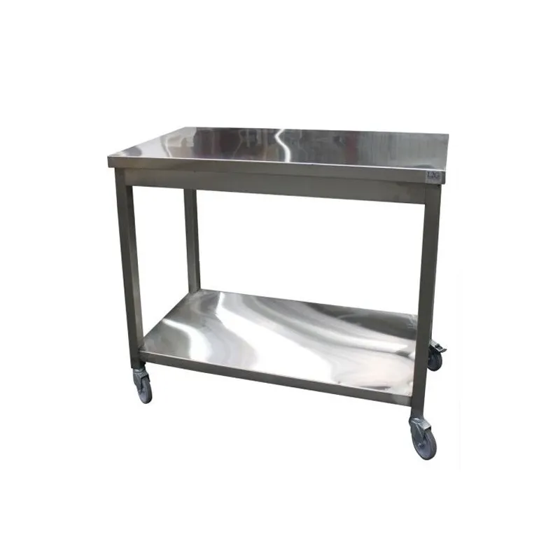 Table inox à roulettes pour laboratoire et cuisine