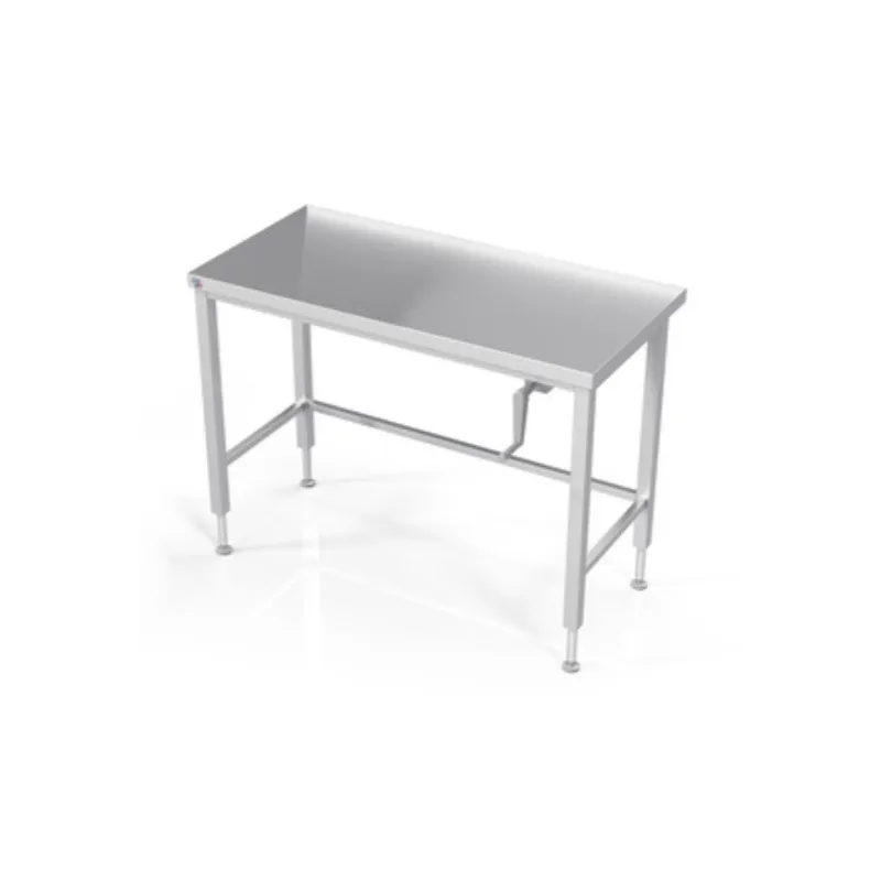 Table inox professionnelle avec réglage manuel de la hauteur