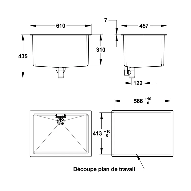 Cuve polypropylène grande dimensions 45x60 cm pour laboratoire