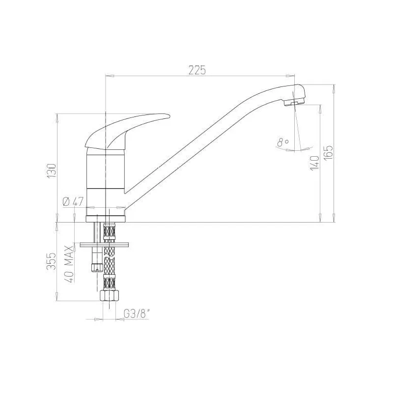 Mitigeur monotrou à bec lisse orientable