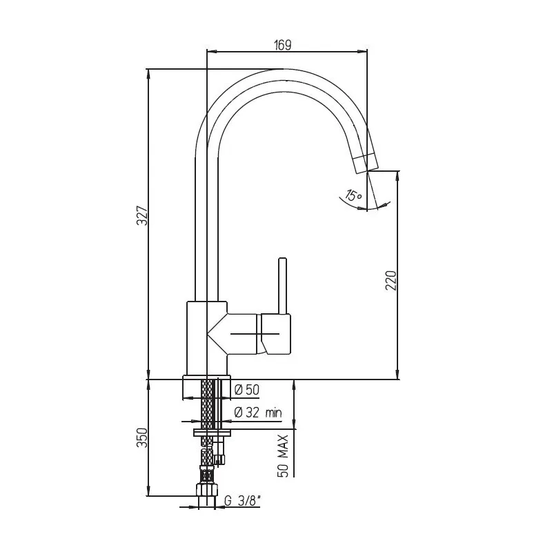 Mitigeur d'évier orientable bec haut
