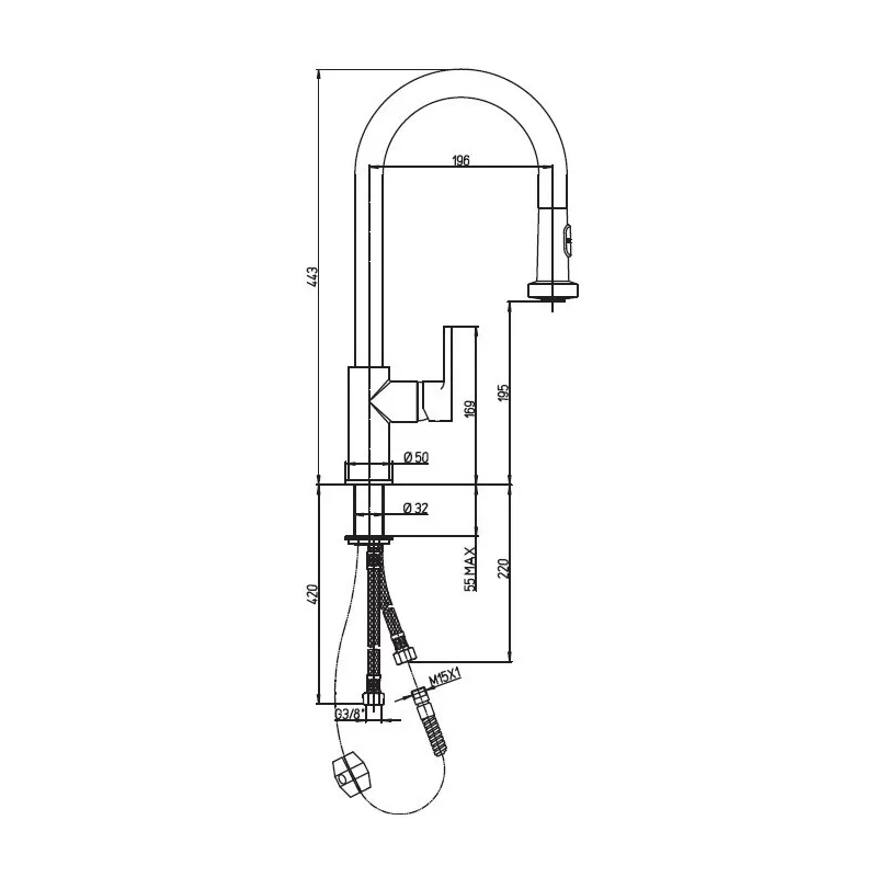 Mitigeur d'évier orientable bec haut