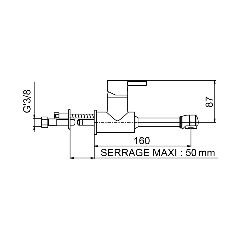 Mitigeur monotrou pour lavabo bec tube lisse démontable commande coude