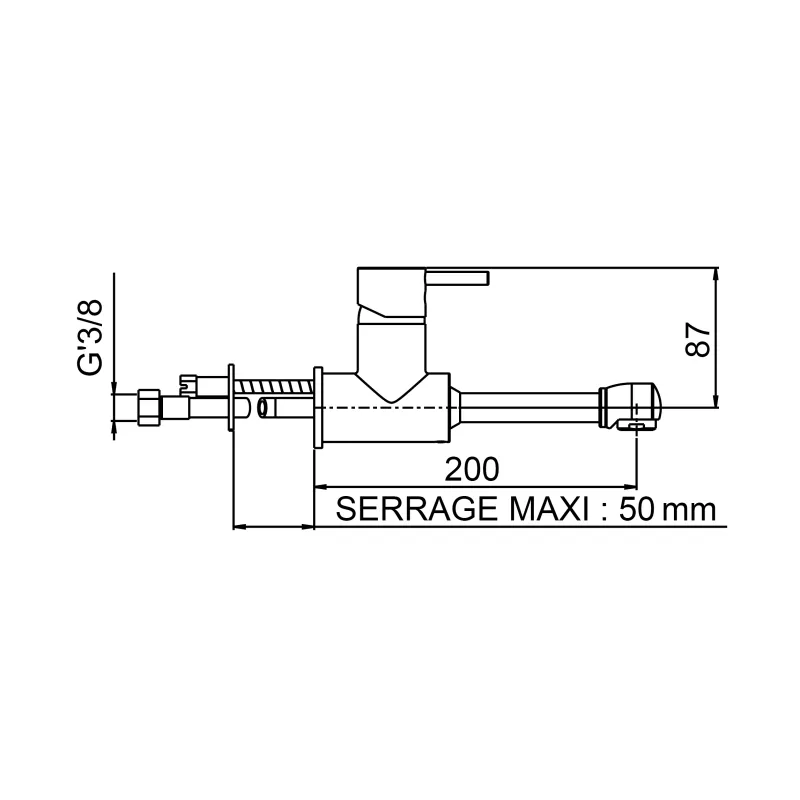 Mitigeur monotrou pour lavabo bec tube lisse démontable commande coude
