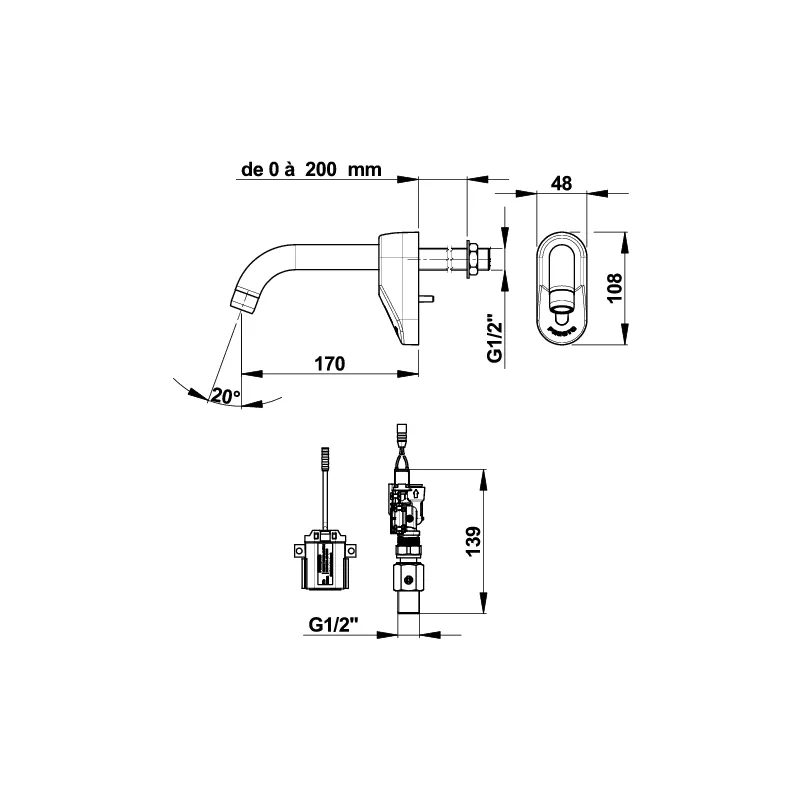 Robinet mitigeur électronique par détection infrarouge pour lavabo - PRESTO