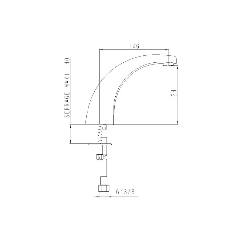 Rejet monotrou hauteur sous bec 124 mm