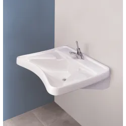 Evier lavabo ergonomique en céramique avec son mitigeur pour PMR - Presto