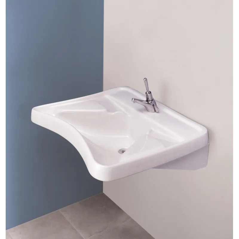 Evier lavabo ergonomique en céramique avec son mitigeur pour PMR - Presto