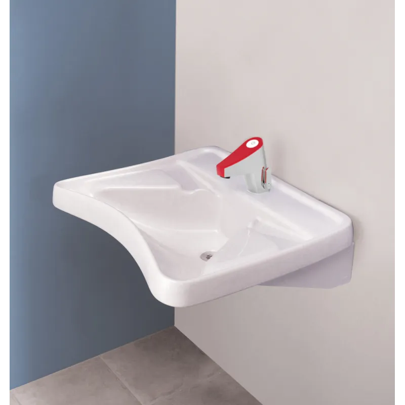 Evier lavabo ergonomique en céramique avec son mitigeur pour PMR - Presto