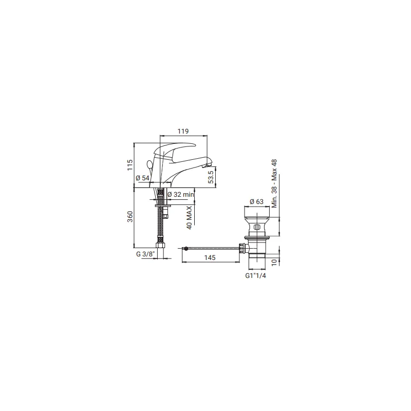 Mitigeur pour évier et lavabo monotrou avec norme NF milieu médical - PRESTO
