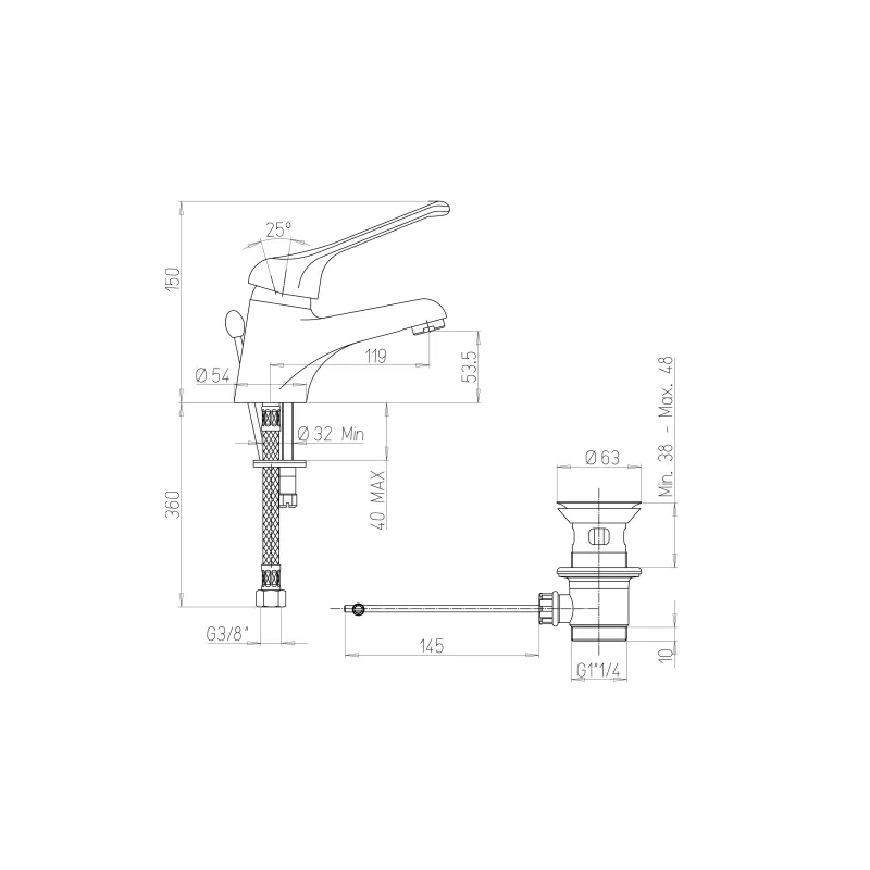 Mitigeur pour évier et lavabo monotrou avec norme NF milieu médical - PRESTO