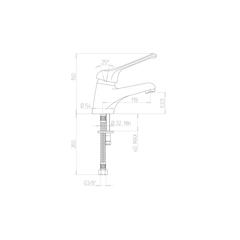 Mitigeur pour évier et lavabo monotrou avec norme NF milieu médical - PRESTO