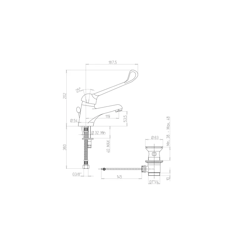 Mitigeur pour évier et lavabo monotrou avec norme NF milieu médical - PRESTO
