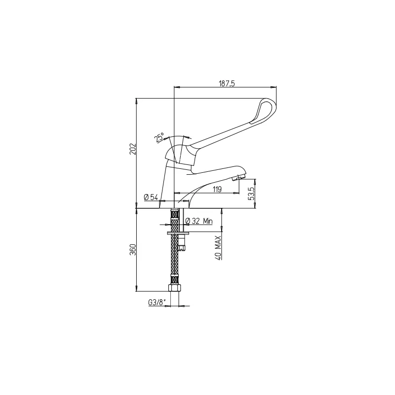Mitigeur pour évier et lavabo monotrou avec norme NF milieu médical - PRESTO
