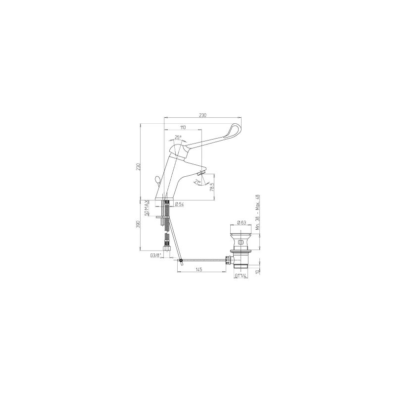 Mitigeur monotrou pour lavabo avec manette au choix pour confort personnalisé - PRESTO