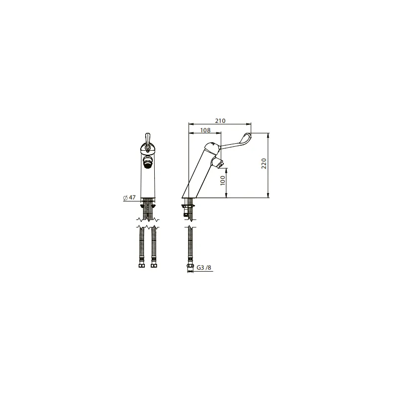 Mitigeur lavabo monotrou avec manette au choix et norme médical - Presto