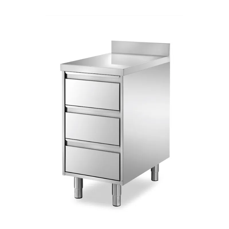 Meuble de rangement inox 304 à 3 tiroirs idéal pour cuisines et laboratoires
