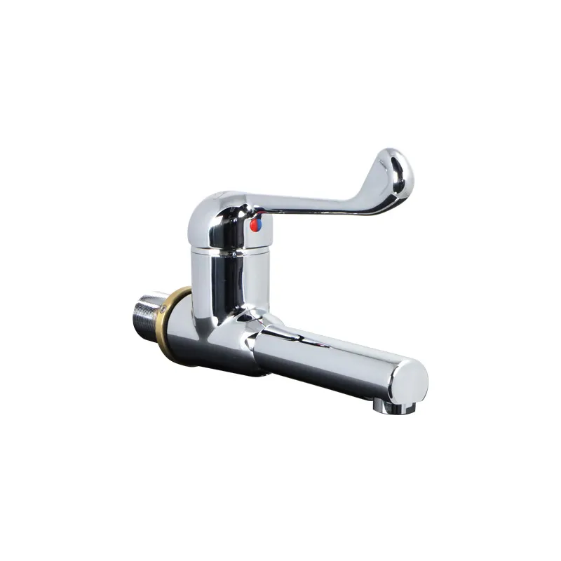 Mitigeur monotrou de lavabo au coude à bec tube lisse fixation murale