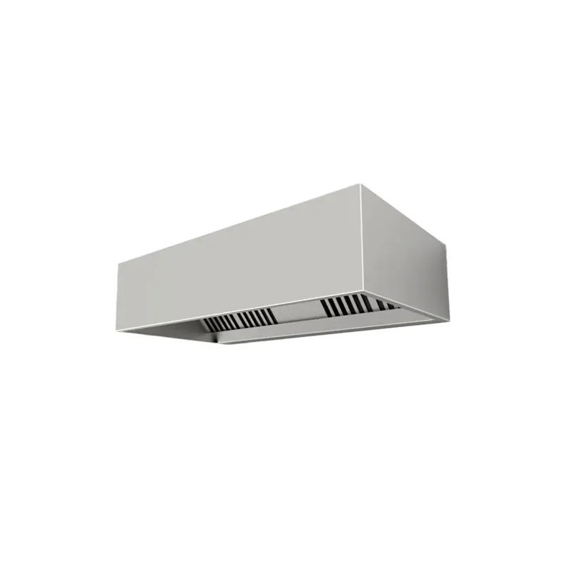 Hotte inox murale rectangulaire pour aspiration grand débit des fumées