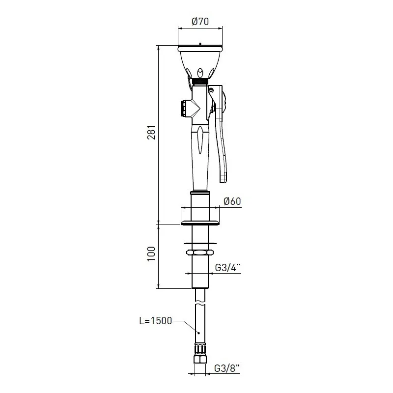 Rince œil simple de sécurité avec douchette extractible sur table Tof