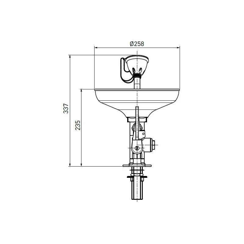 Lave yeux double de sécurité avec cuvette Ø258 mm montage sur table