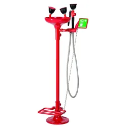 Lave yeux sécurité double commande douchette extractible fixation sol