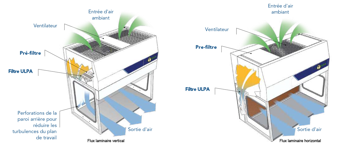 Hotte à flux laminaire verticale et horizontale - 2B Innov